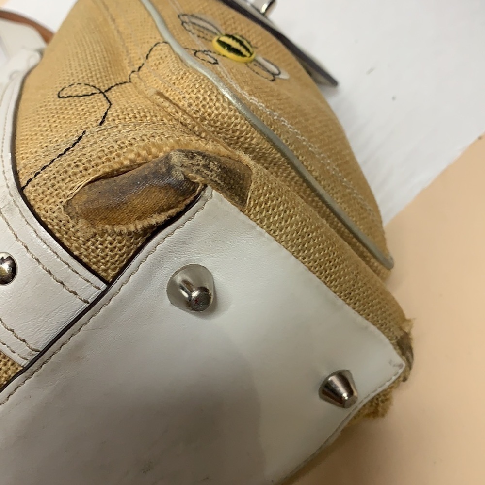 COACH Bees And Flowers Appliqué Burlap And Leather - Picture 8 of 14